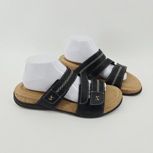 Clarks Collection Womens 12 M Leisa Lakia Sandals Black Leather Comfort Slip-On